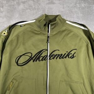 Akademiks Track Jacket Mens Extra Large Green Full Zip Logo‎ Patch XL Y2K AKDMKS